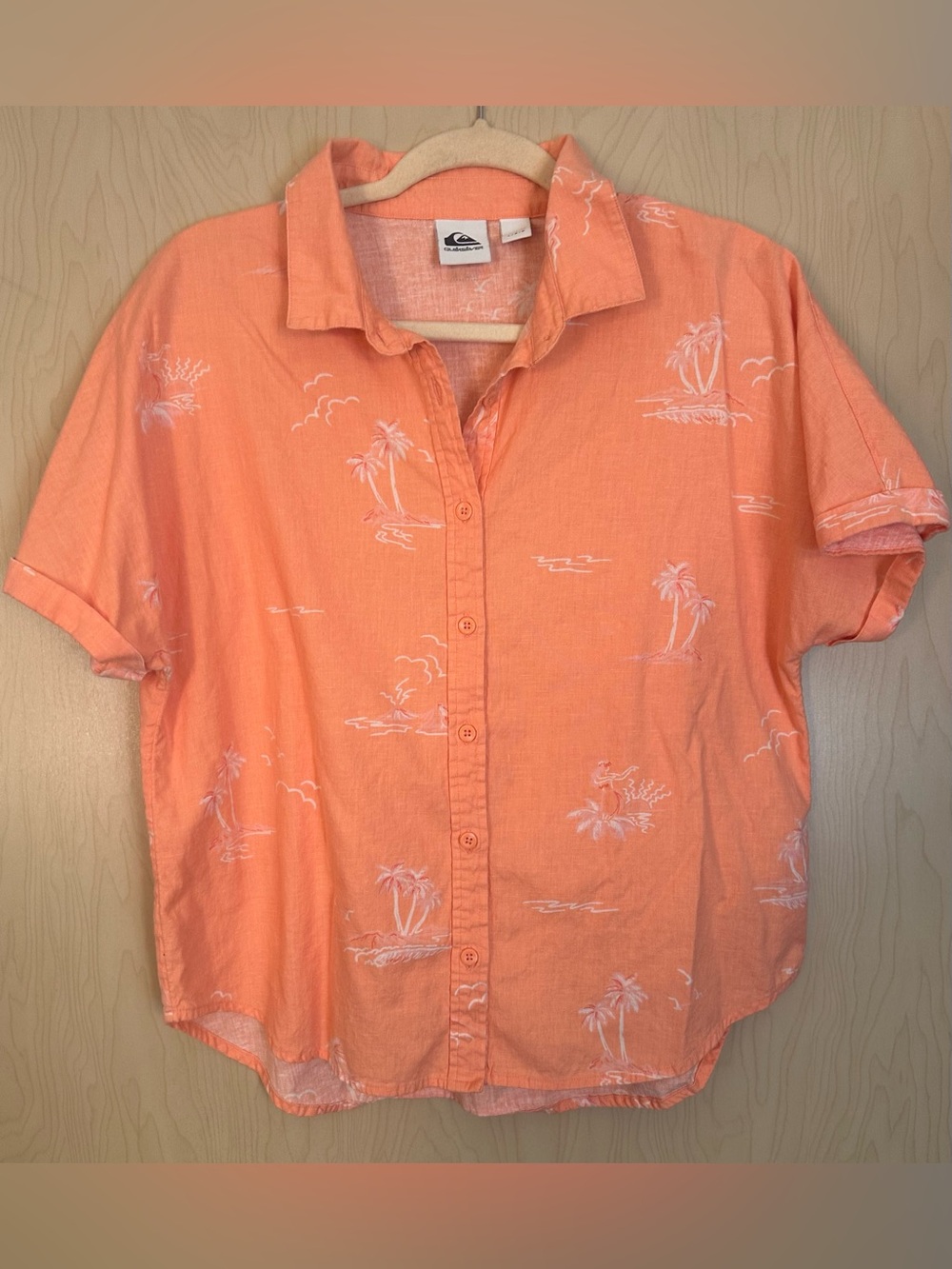 Quiksilver Coral Short-Sleeve Palm Print Button-Down Shirt